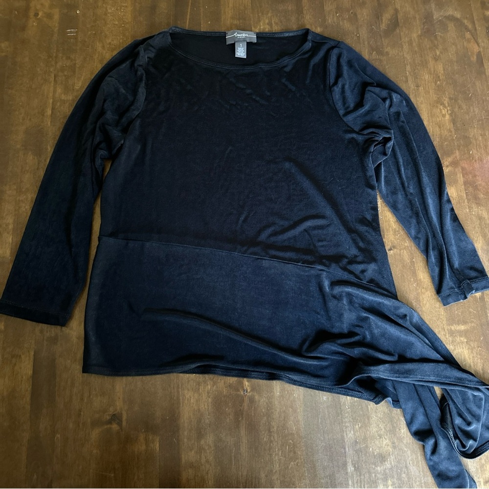 Chicos Travelers 1 (M) Black Side Tie Easy Care Vacation Travel Office Work 🖤